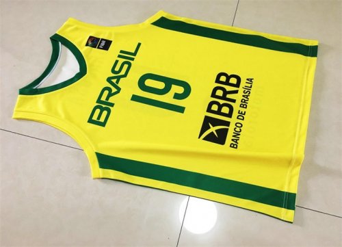 19 Leandro Barbosa Brazil Team 2019 FIBA Basketball World Cup Jaune Jersey